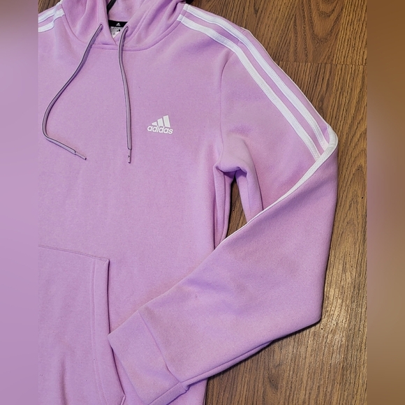 Adidas Women’s Pullover Sweatshirt Pink White Striped Size Large B38 - Picture 5 of 7